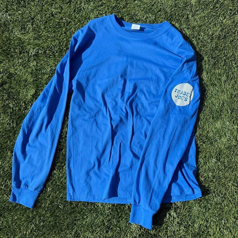 Trader Joe's Long sleeve Shirt Blue Retro Vintage Size L